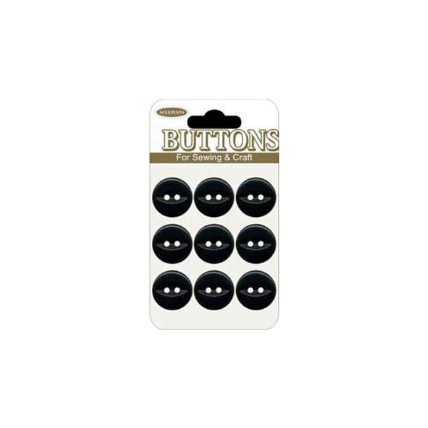 Sullivans Plastic Button, Black- 13 mm