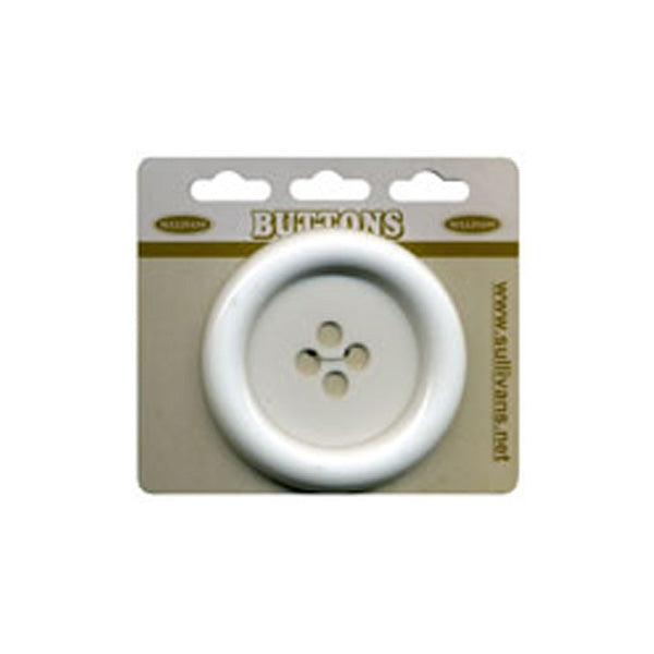 Sullivans Plastic Button, White- 63 mm