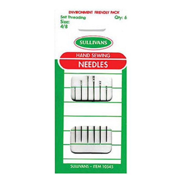 Sullivans Hand Sewing Needles, Self Threading 4/8- 6pc