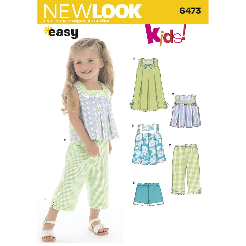 Newlook Pattern 6445 Easy Girl's Kimono, Knit Top and Leggings