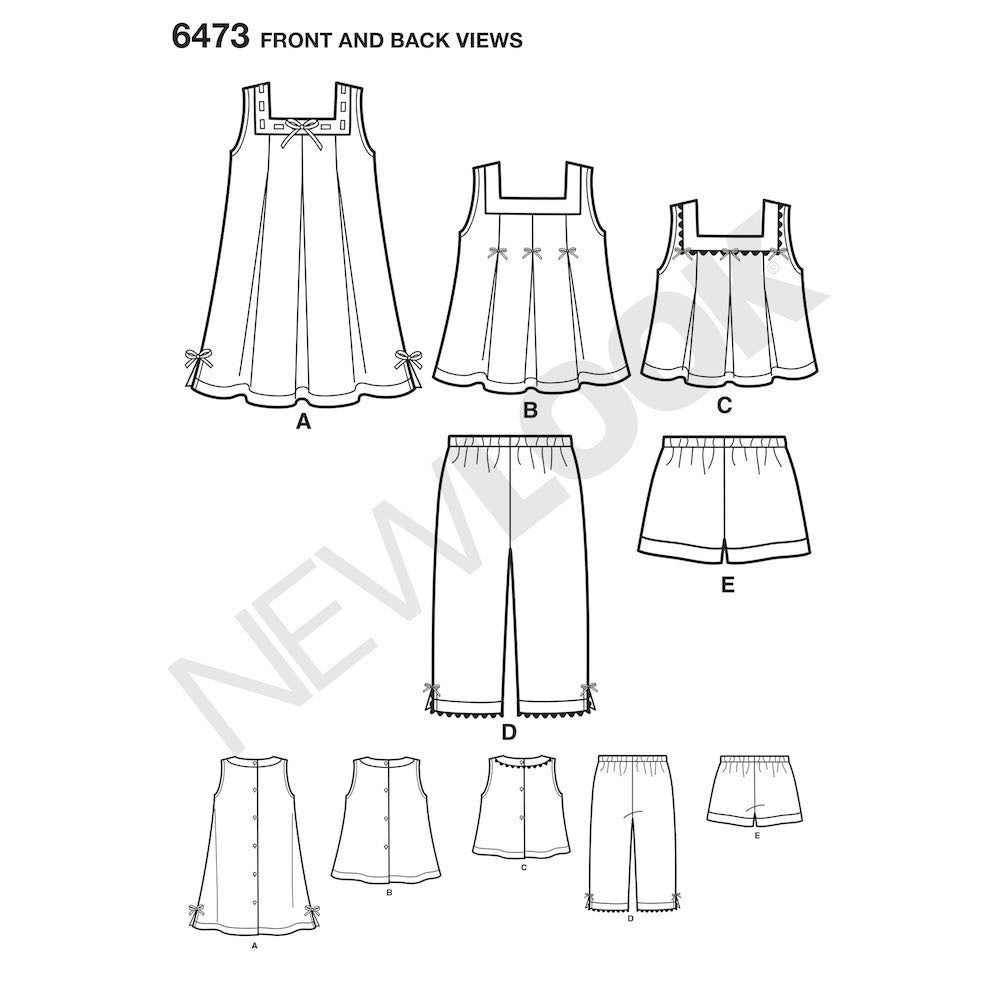 Newlook Pattern 6445 Easy Girl's Kimono, Knit Top and Leggings