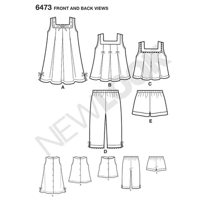 Newlook Pattern 6445 Easy Girl's Kimono, Knit Top and Leggings