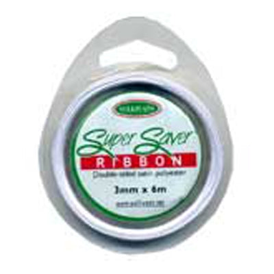 Sullivans Ribbon Satin, White- 6mx3mm