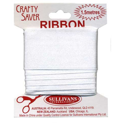 Crafty Saver Satin Ribbon, White- 38mm x 1.5m