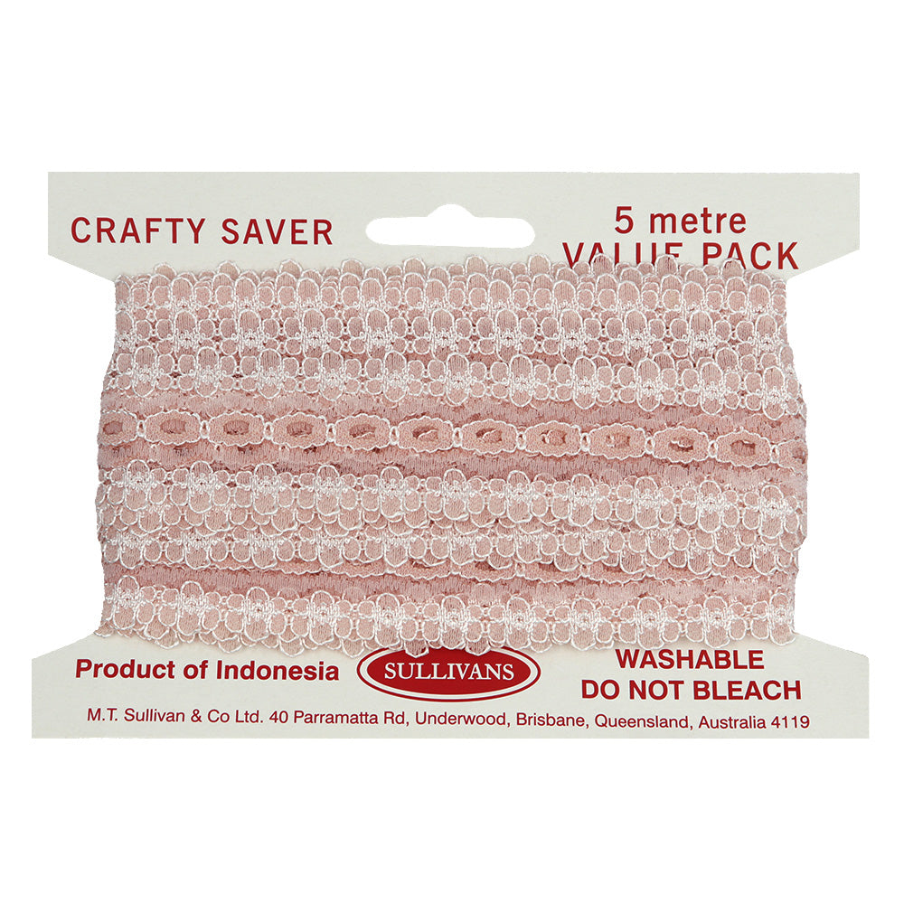 Sullivans Lace Eyelet, Dusty Pink- 35mm x 5m