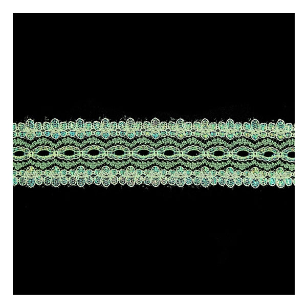 Sullivans Opal Lace Eyelet, Green- 35mm x 5m