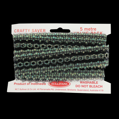 Sullivans Opal Lace Eyelet, Black- 35mm x 5m