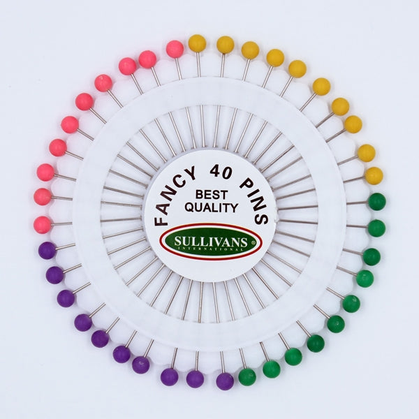 Sullivans Plastic Head Pins, 38mm Assorted Fluro- 40pc