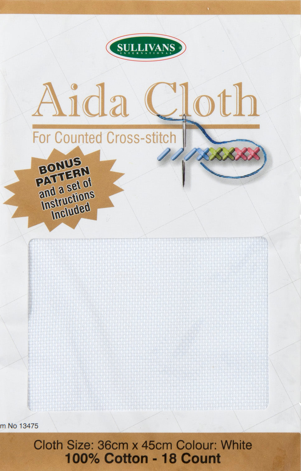 Aida Cloth 18 Count, White - 36 x 45 cm