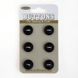 Sullivans Round Button 6pc, Black- 12mm