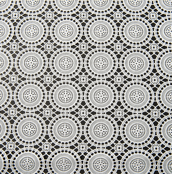 PVC Lace Runner, White Circles- Width 50cm