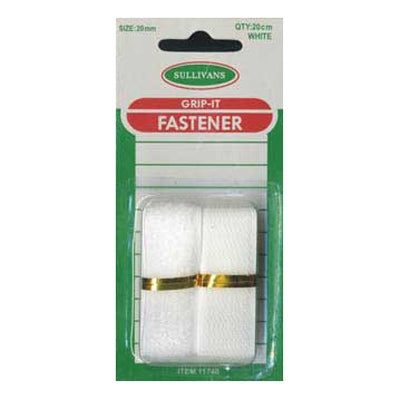 Sullivans Grip It Fastener, White- 20mm x 20cm