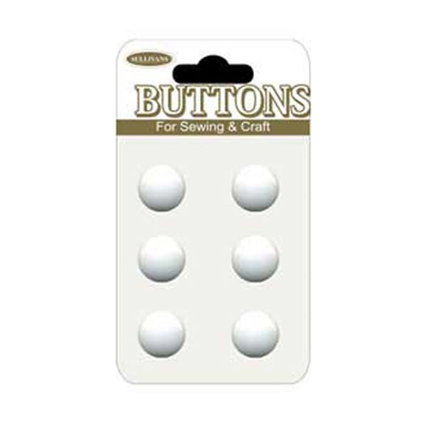 Sullivans Plastic Button Card, White- 11mm