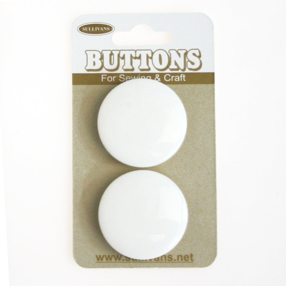 Sullivans Shank Button 2pc, White- 28mm