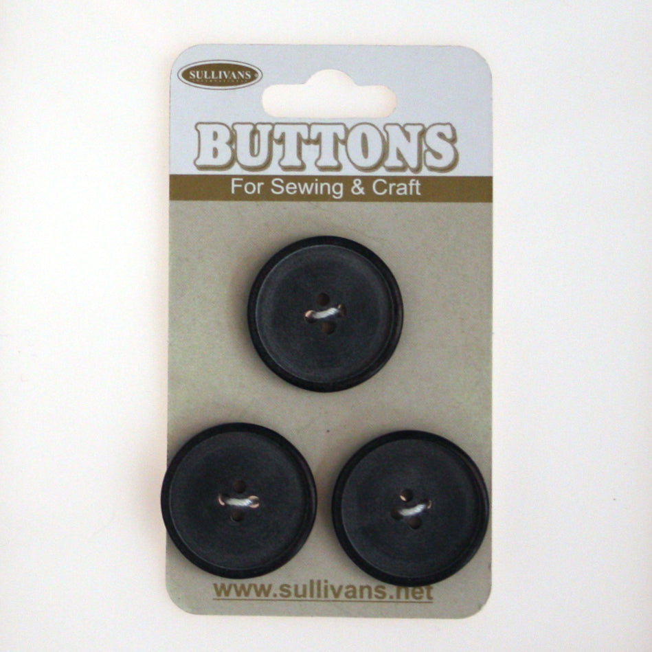 Sullivans Flat Button 3pc, Black- 22mm