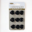 Sullivans Heart Button 9pc, Black- 11mm