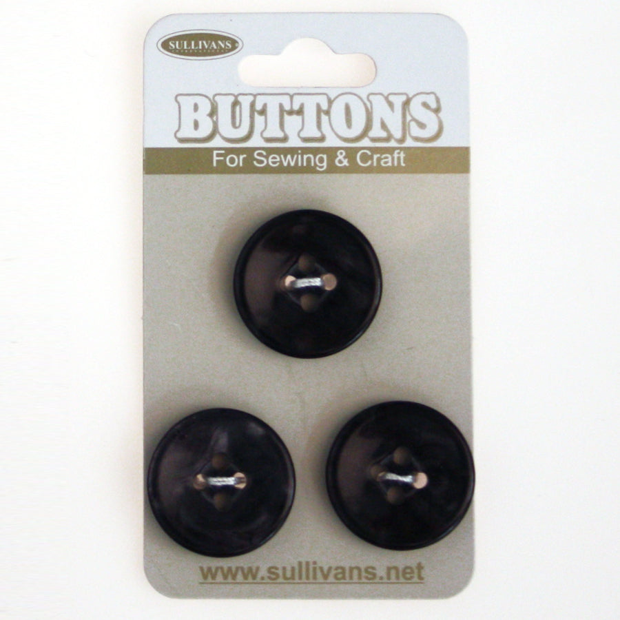 Sullivans Round Button 3pc, Black Shell- 20mm