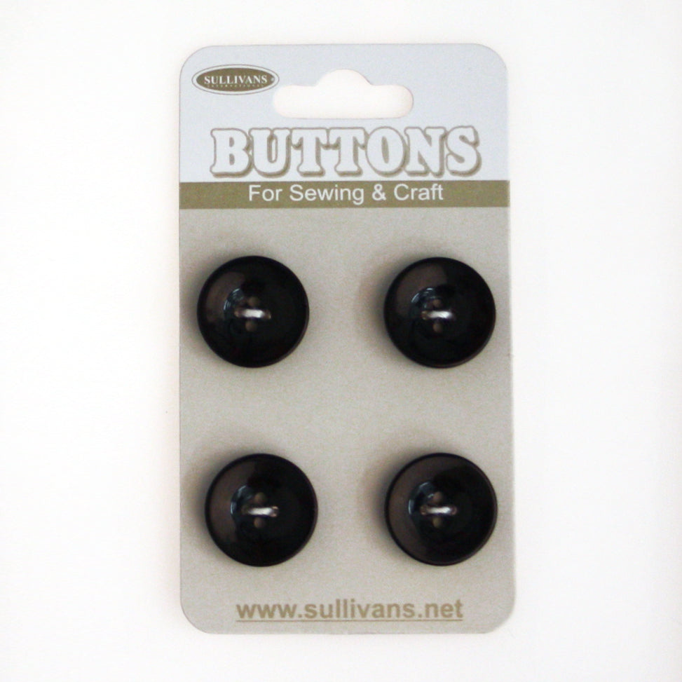 Sullivans Concave Button 4pc, Black- 15mm