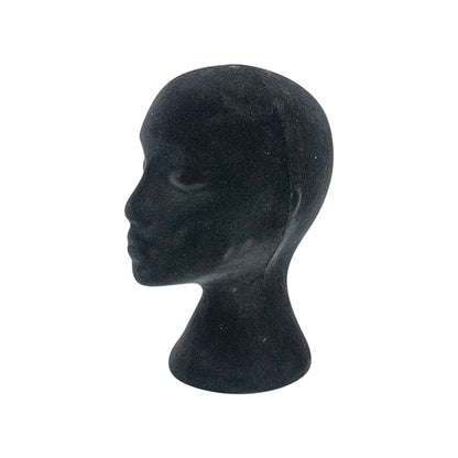 Mayd Female Black Foam Mannequin Head, Classic Style- 28cm