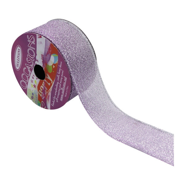 Sullivans Metallic Ribbon Satin Edge, Lilac/Silver- 25mm