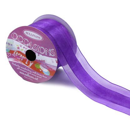 Sullivans Organza Ribbon Satin Edge, Purple- 38mm