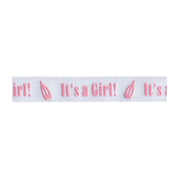 Sullivans Ribbon Satin, It's A Girl Light Pink- 25mm