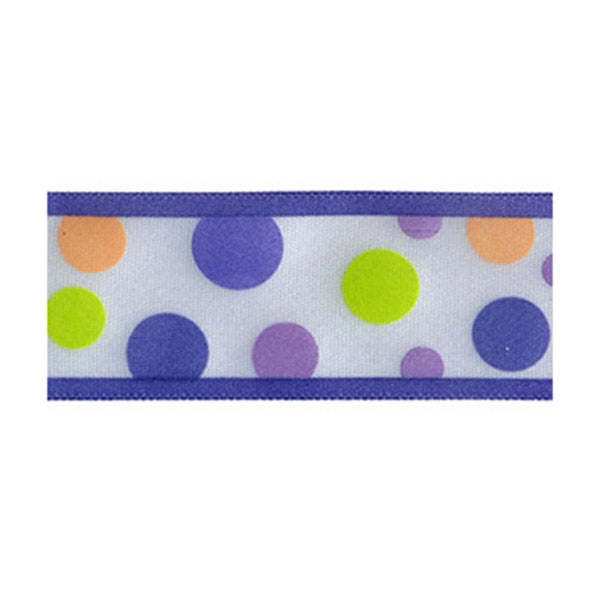 Sullivans Satin Ribbon, Dots Purple- 25mm