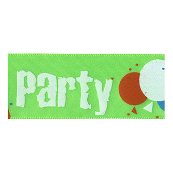 Sullivans Satin Ribbon, Party with Balloon Light Green- 25mm