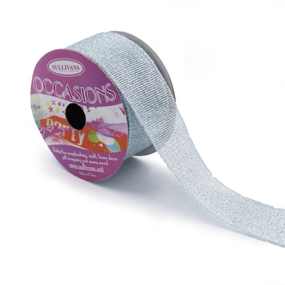 Sullivans Ribbon Organza, Silver/White Metallic- 25mm