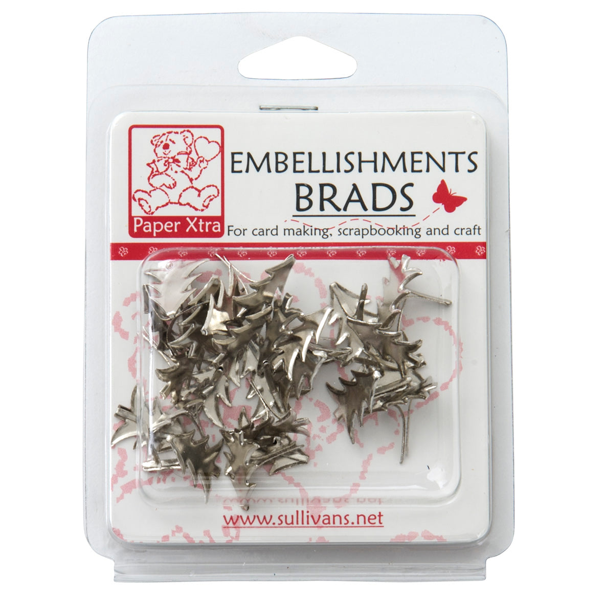 Sullivans Embellishments Brads, Xmas Tree Silver