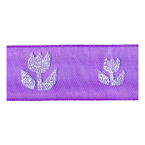 Sullivans Organza Ribbon, Tulips Purple- 15mm