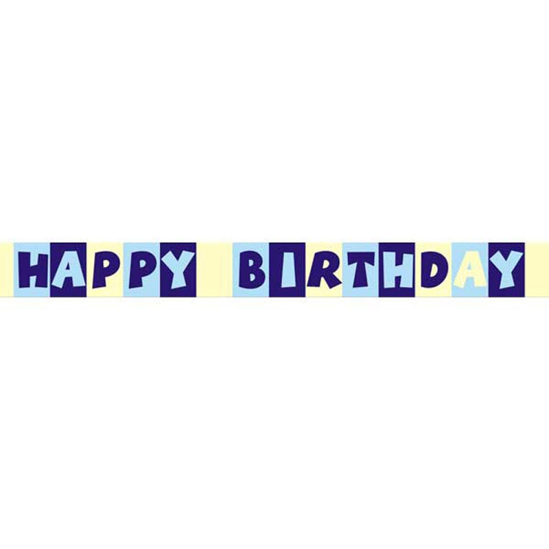 Sullivans Satin Ribbon, Happy Birthday - Blue Multi- 15mm