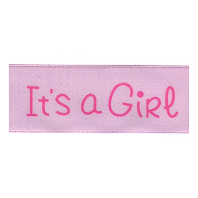 Sullivans Satin Ribbon, It's A Girl Light Pink Pink- 25mm