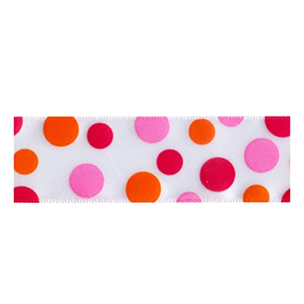 Sullivans Satin Ribbon, Dots Multi Warm- 25mm