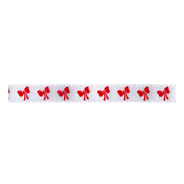 Sullivans Satin Ribbon, Bows White Red- 6mm