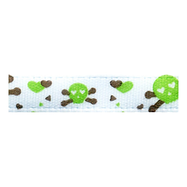 Sullivans Satin Ribbon, Skulls White Green- 6mm