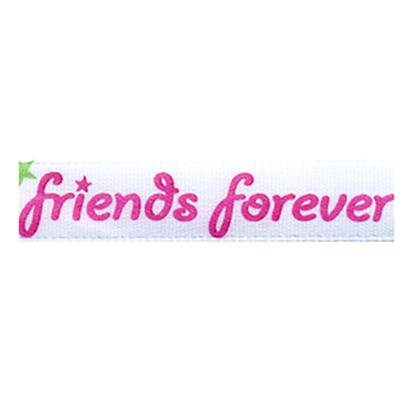 Sullivans Satin Ribbon, Friends Forever White Hot Pink- 9mm