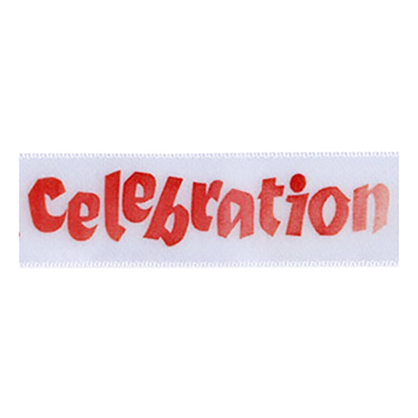 Sullivans Satin Ribbon, Celebration White Red- 25mm