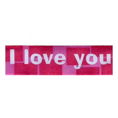 Sullivans Satin Ribbon, I Love You Wish Hot Pink White- 25mm