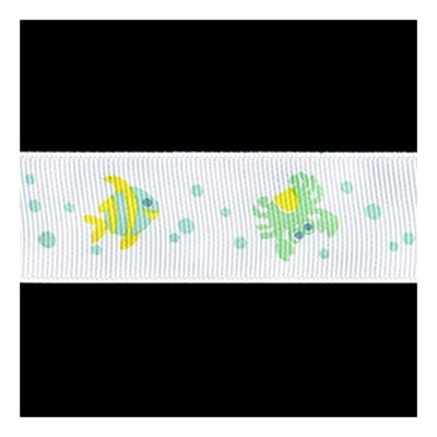 Sullivans Grosgrain Ribbon, Sea Life White Multi- 25mm