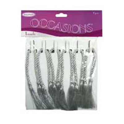 Sullivans Tassel Decoration, Silver 24cm- 6pk