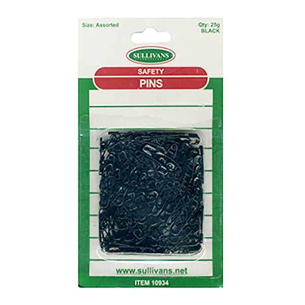 Sullivans Safety Pins, Assorted Black- 25g