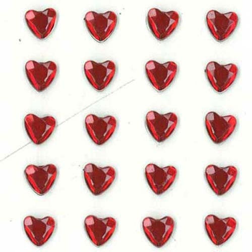 Sullivans Stick On Bling Hearts, Dark Red- 8mm