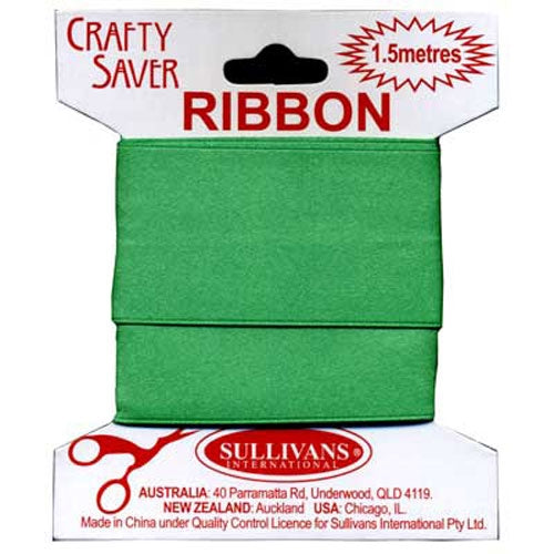 Sullivans Ribbon Satin Single Sided on Card, Emerald- 38 mm