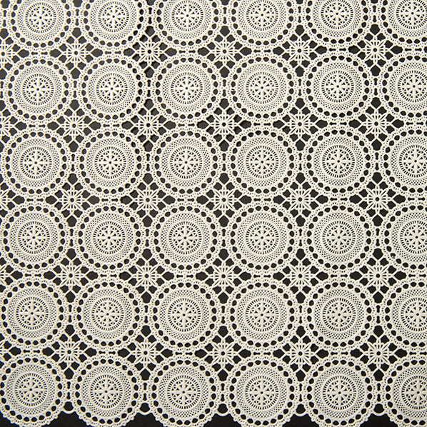 PVC Lace Runner, Ecru Circles- Width 50cm