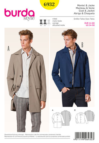 Burda Pattern 6932- Menswear