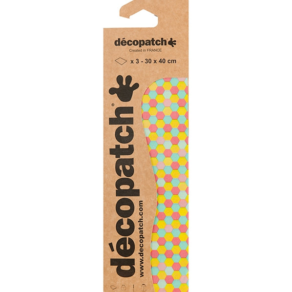 Decoupage Paper 3pk - Decopatch 713 Red Yellow Hexagon