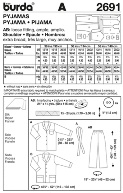 Burda Pattern 2691- Pajamas