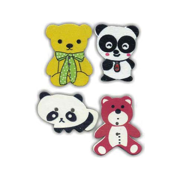 Sullivans Wooden Button, Assorted- Bears