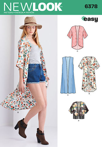Newlook Pattern 6378 Misses' Easy Kimonos with Length Variations – Lincraft